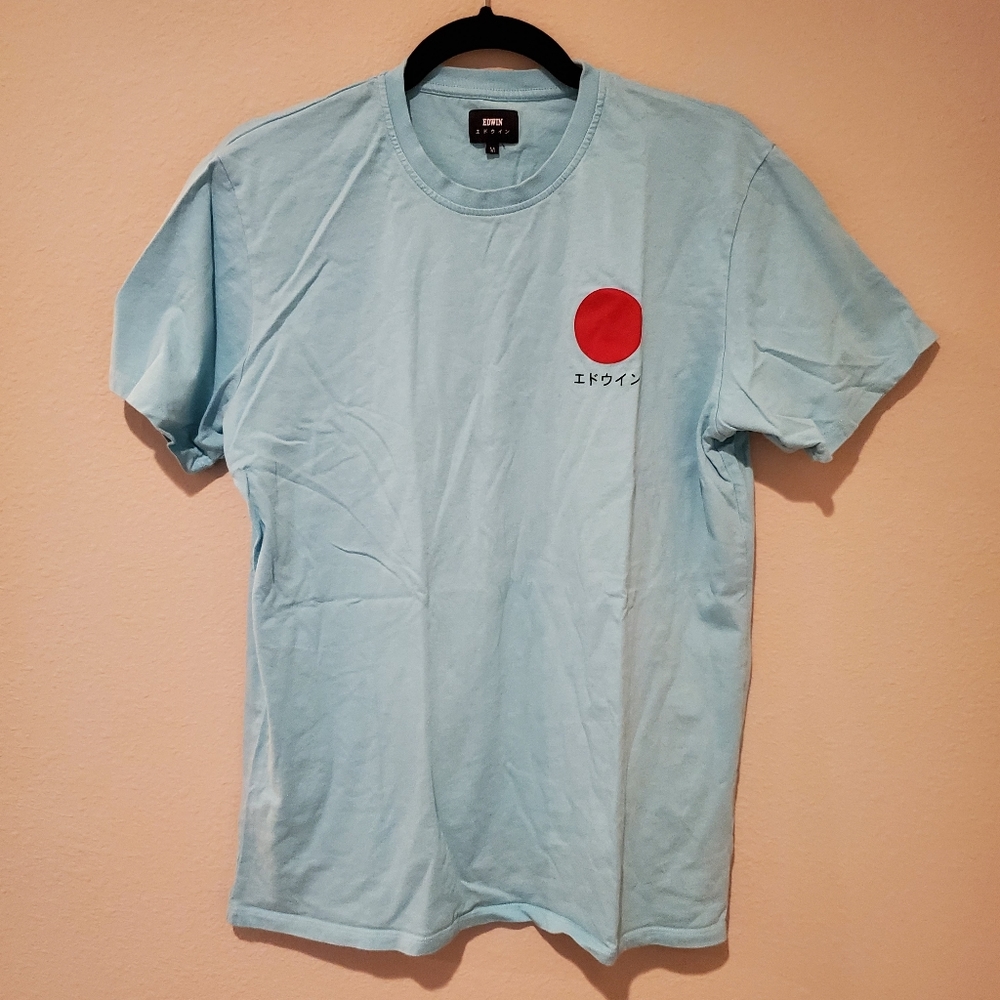 Edwin Light Blue Logo T-Shirt Medium